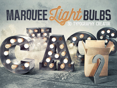 Marquee Light Bulbs 2 – Chaos 3d 3d lettering font grunge lettering light bulbs light typography marquee retro typography vintage vintage typography