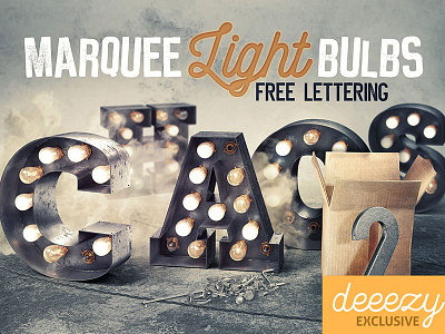 Free Marquee Light Bulbs Lettering 3d lettering free free font free graphics free lettering free typeface free typography freebie graphics light bulbs marquee marquee lettering