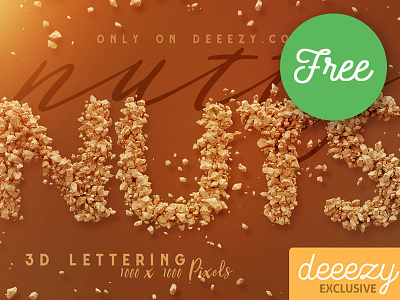 FREE Nutty Nuts 3D Lettering creative typeface food free free 3d lettering free font free graphics free lettering free typeface freebie nuts stones typography