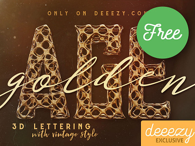 FREE Golden Age 3D Lettering creative typeface free free 3d lettering free font free graphics free lettering free typeface freebie gold golden typography vintage