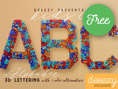 Kids & Alphabet - FREE 3D Lettering 3d 3d font 3d lettering creative free free download free font free graphics free lettering freebie typeface typography