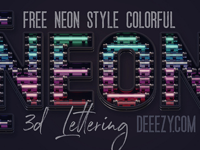 Free Colorful Neon 3D Lettering