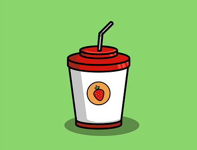 A cup of strawberry drink artstronaut branding cartoon delicious design drink fresh graphic design illustration juice logo strawberry ui ux vector