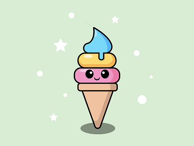 Rainbow smiling Ice Cream