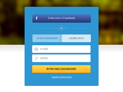 mixed signin/signup form. facebook form in interface new user signin signup