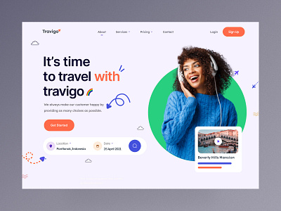 Travel Header Design branding graphic design travel ui