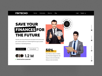 FINTECHO Bank website bank bank loan figma graphic design uiux web design