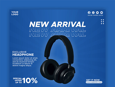 Headphone Promotion for Social Media Post 3d animation branding graphic design logo motion graphics ui