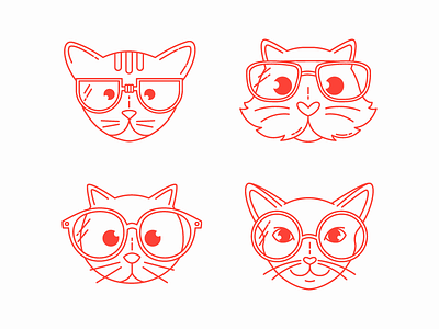 Nerdy cats pt. 2 animal cat glasses illustration illustrator lines madebyborn vector