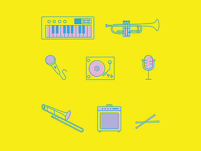 SJP icons amplify band clean drums icon set iconography icons iconset instruments jazz keys microphone music trumpet vector art vector illustration vectors