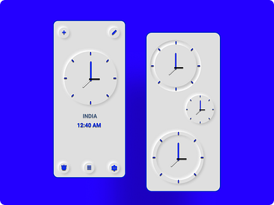 Alarm Clock App Neumorphism Variations advance ui alarm app ui alarm clock app ui app branding clock app ui design graphic design illustration interaction design logo ui visual design
