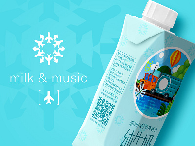 Milk packaging: Milk&music 03 cd drink icon milk packaging pattern plane prisma road tetra transport truck