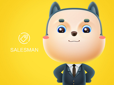 Mascot-Klicen: Salesman blusher business businessman cute dog doggy mascot merchant pet salesman smile suit