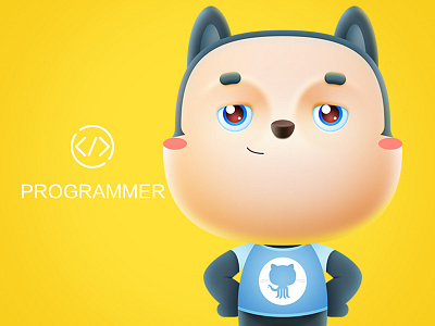 Mascot-Klicen: Programmer code cute development dog doggy git hub internet mascot network pet programmer