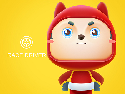 Mascot-Klicen: Race driver car cute dog driver game helm helmet mascot overalls pet race racing