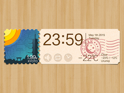 Weather app: Kyoto calendar city japan kyoto map plugin postmark stamp sun temple tower weather