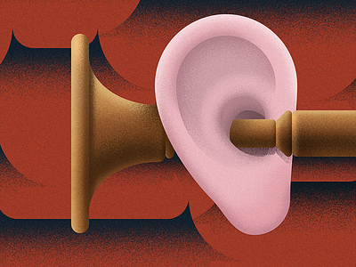 Travel postcard: Ear auricle building cochlea ear eardrum horn loud noise noisy prick roof trumpet