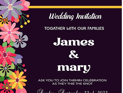 Wedding invitation design illustration love wedding invitation