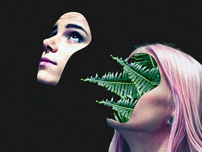Upward & Onward 2d art collage face fern green instagram nature optimistic photoshop pink woman