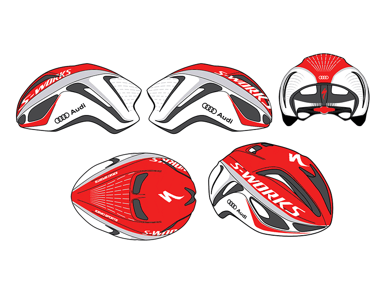 Audi Cycling Team Specialized Custom Helmets audi cycling team graphic design helmets illustration specialized vectors