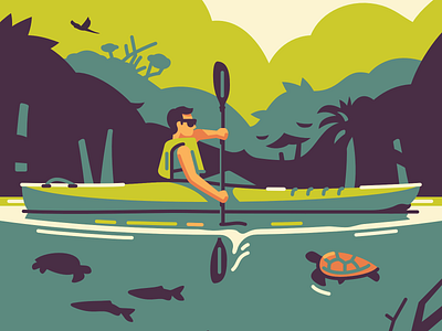 Bolivian Jungle adventure bolivia branding canoe character illustration jungle kayak shadow vector