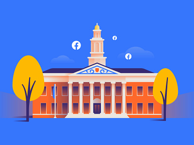Harvard X FB building facebook harvard illustration university vector