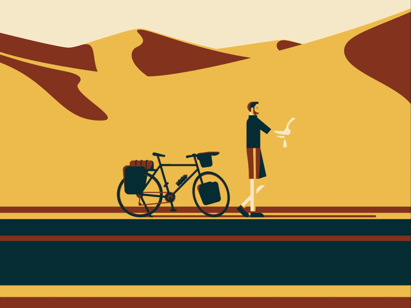 Map Reading bike tour character cycling desert latin ux webpage