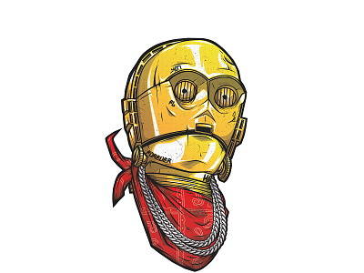 C-3PO illustration pentool vector wacom