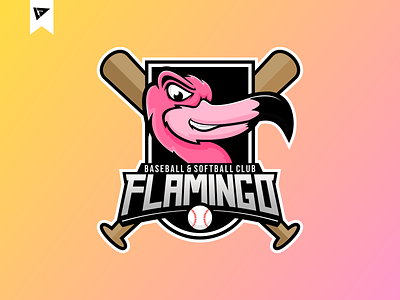 Flamingo Baseball & Softball Club Logo | Flamingo Mascot Logo