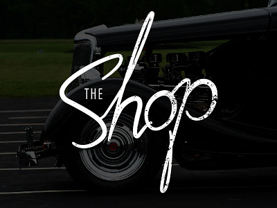 The Shop Logo automotive cars hand lettered illustrator logo script