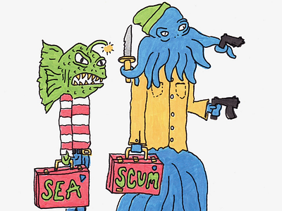 Day 12: Sea-Scum craig gleason illustration inktober monster season of the bad guys club sotbgc4