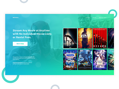 Movie Streaming - Landing Page clean gradient landing page movie streaming ui ux web design website