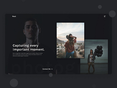 Landing Page Exploration #03 clean dark theme exploration landing page photography portfolio ui ux web design website