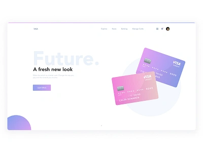 Credit Card Landing Page branding clean color colors credit card credit cards dark theme design exploration gradient gradient color landing page madewithadobexd ui ux visa web design website