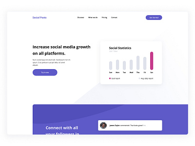 Social Growth Landing Page clean design exploration illustration landing page madewithadobexd social marketing social media ui ux web design website