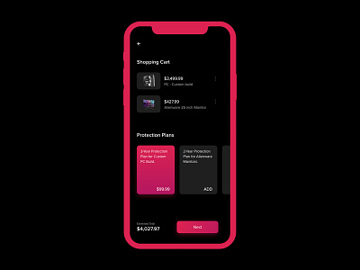 Shopping Cart - Dark Theme app app design clean dark theme design exploration madewithadobexd shopping cart ui ux