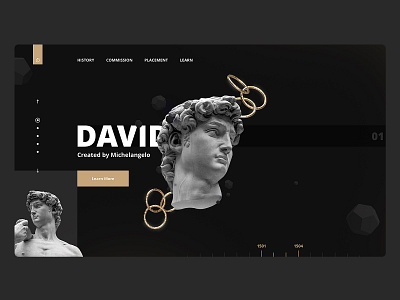 History Landing Page adobe dimension clean dark theme design exploration landing page madewithadobexd statue ui ux web design website