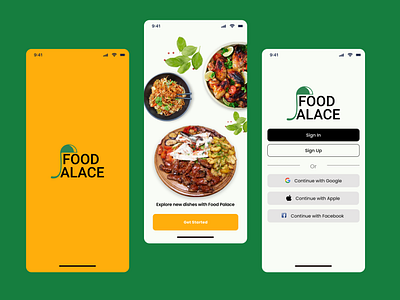 Food Palace Onboarding screens of a restaurant app