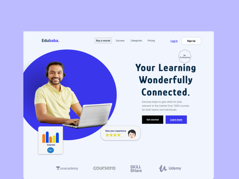E-learning Website header by Rahul Deb on Dribbble