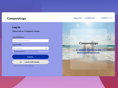 Login Page Design branding design figma header design ui uiux ux web design