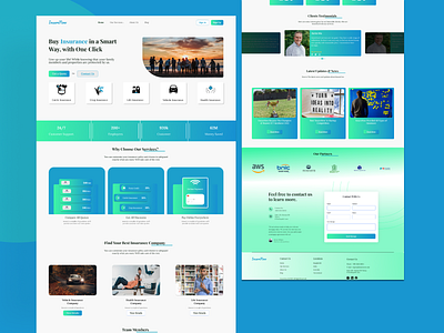 Insurance Company Landing Page Design branding figma figma design header design insurance landing page ui uiux web design website design