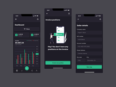 Freelance invoice app - Dark mode