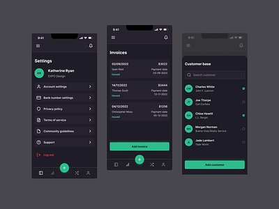 Freelance invoice app - Dark mode