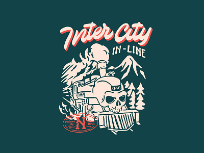 Skull Train available for hire badgedesign creative market customtype designforsale digital illustration hand drawn handlettering illustration illustrator locomotive