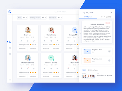 Surgeon's information blue clean dashboard data doctor management patient system ui ux