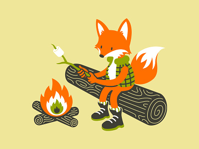 Autumn Campfire autumn campfire fall fox illustration marshmallow outdoors roast