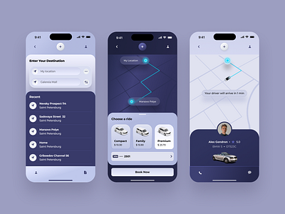 Taxibooking App app design ui
