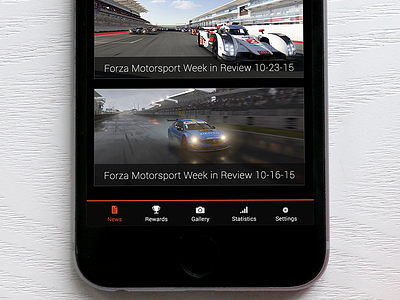 Forza Hub Mobile - Navigation bar revisited (WIP 5) cars companion app fm6 forza motorsport grey navigation bar red ui design video game white