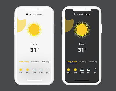 Weather app light and dark mode appdesign darkmode design graphic design lightmode mobiledesign uiux weatherapp