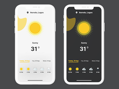 Weather app light and dark mode